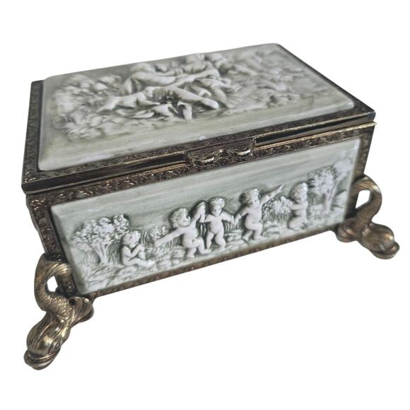 Vintage Incolay Stone Jewelry Music Box  Made in Italy - Picture 1 of 8